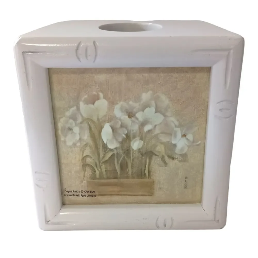 Floral Orchids Narcissus Tissue Box Cover Holder Cottagecore Cheri Blum Vintage.